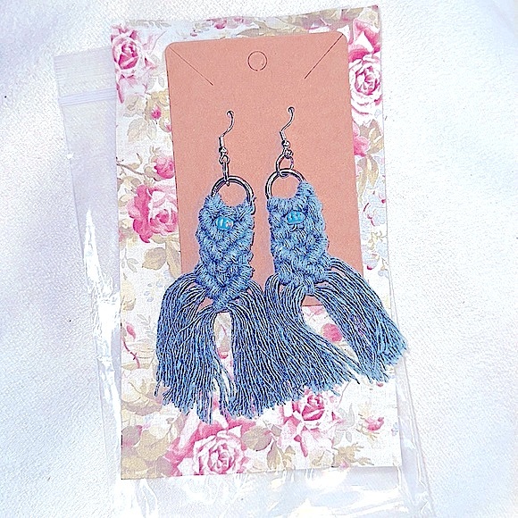 🏹BoHeMiAn EaRrInGs 🏹 »-»MaCrÄmË wOvEn FiBeR aRtWoRk«—« bOhO sTyLe|| by Laney - Picture 4 of 16